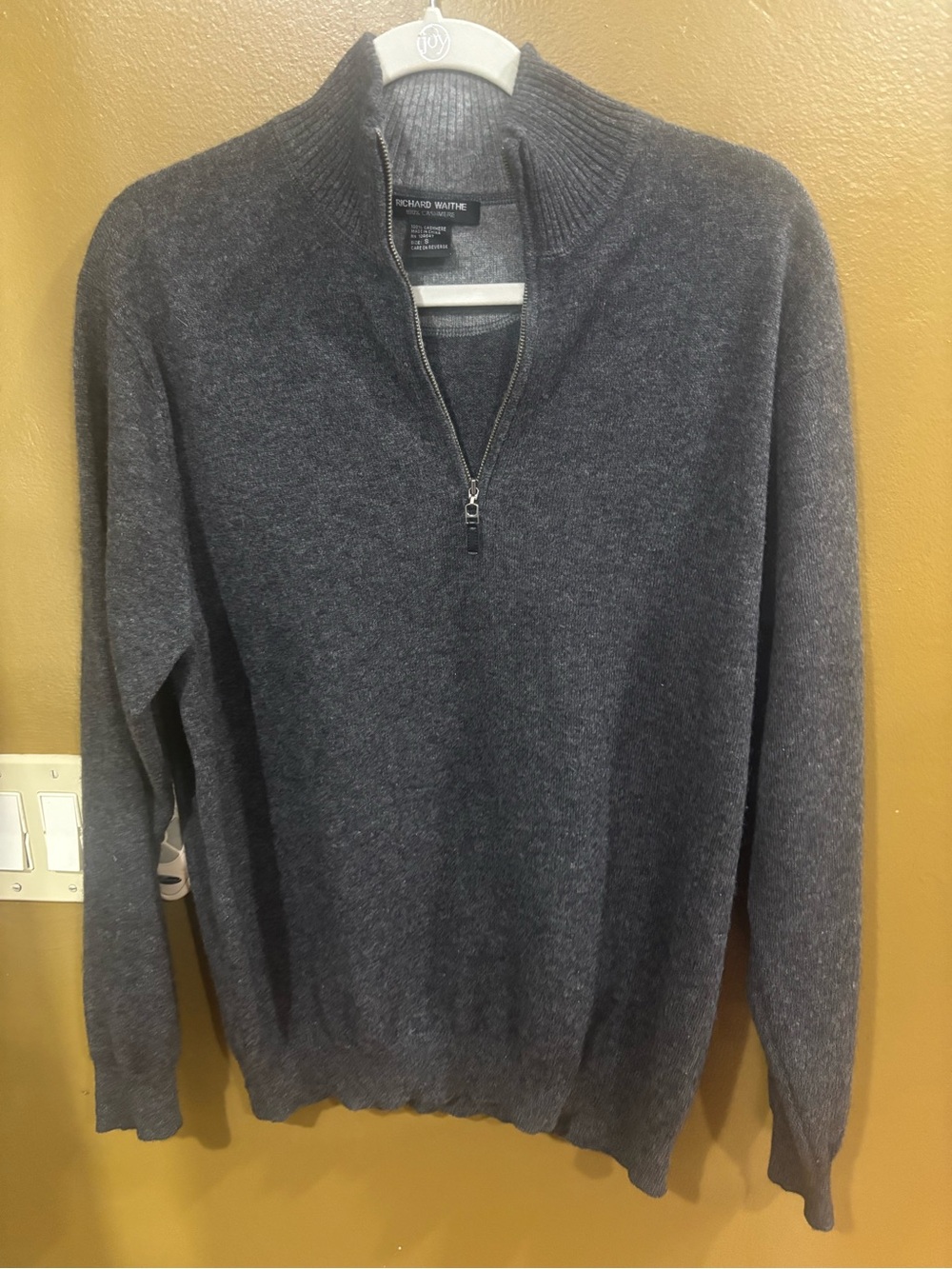 VTG Richard Waithe 100% Cashmere 1/4 Zip Mock Turtleneck Sweater Men S EUC Gray